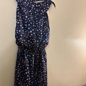 Chelsea & Violet Silky Blue and Pink Heart Patterned Mini Dress Size M NWT